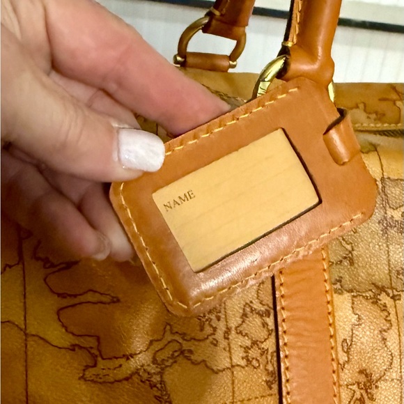 Alviero Martini Vintage 1A Classe Brown Geo Coated Canvas Weekender Bag - Picture 4 of 13